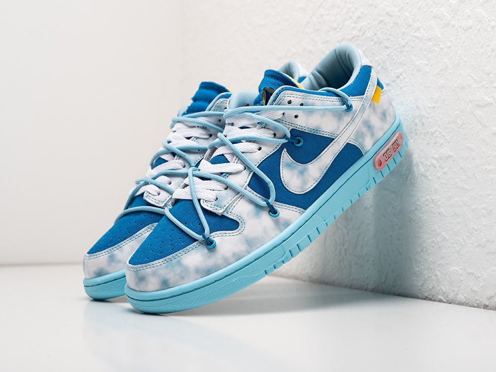 Nike SB Dunk Low x OFF-White Lot 05 of 50 Custom Blue синие замша мужские (AR27488) - фото 2