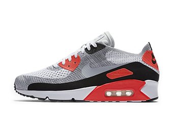 Кроссовки мужские Nike Air Max 90 Ultra 2.0 Flyknit «Infrared» White / Wolf Grey / Bright Crimson Кроссовки мужские Nike Air Max 90 Ultra 2.0 Flyknit «Infrared» White / Wolf Grey / Bright Crimson