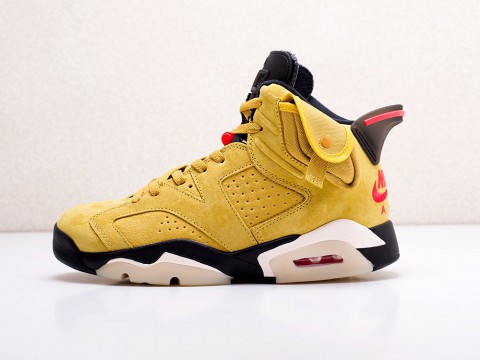 Мужские кроссовки Nike Air Jordan 6 x Travis Scott Yellow Cactus Jack желтые