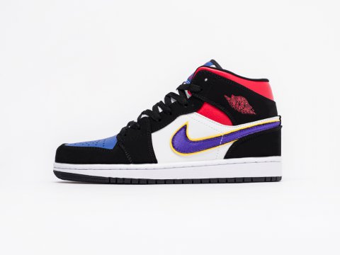 Nike Air Jordan 1 Black Suede / White / Blue / Red / Purple артикул 17147