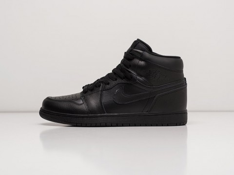 Nike Air Jordan 1 черные кожа мужские (40-45)