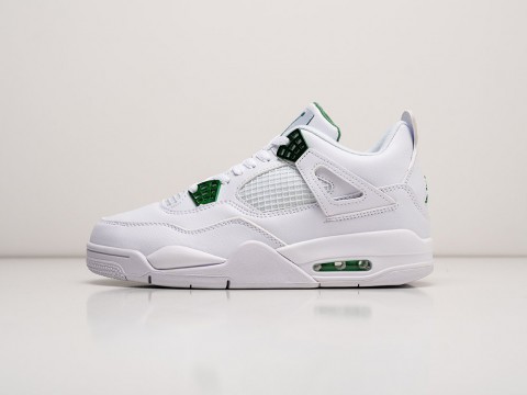 Nike Air Jordan 4 Retro Metallic Green белые кожа мужские (40-45)