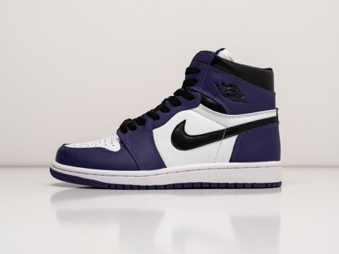 Nike Air Jordan 1 Retro High Court Purple белые кожа мужские (40-45)
