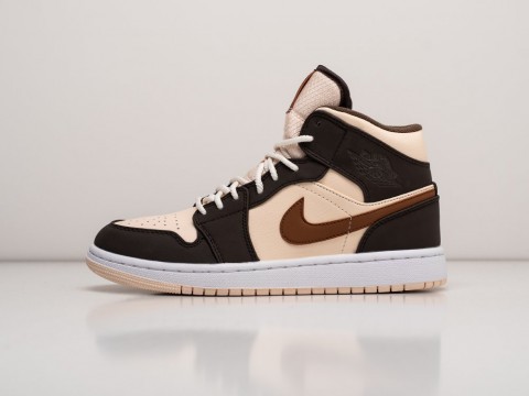 Nike Air Jordan 1 «Cream Dark Chocolate» коричневые кожа мужские (40-45)