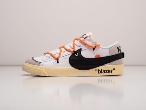 Nike x OFF White x Blazer Low 77 Jumbo White / Black / Orange / Sail артикул 28385