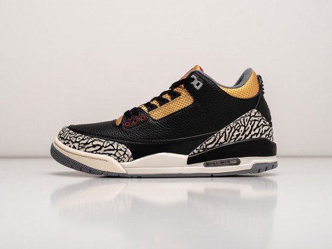 Nike Air Jordan 3 Black Gold черные кожа мужские (40-45)