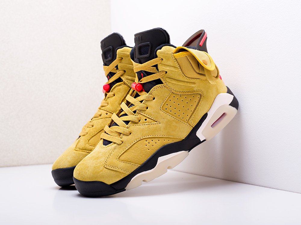 Nike Air Jordan 6 x Travis Scott Yellow Cactus Jack желтые мужские (AR13651) - фото 2