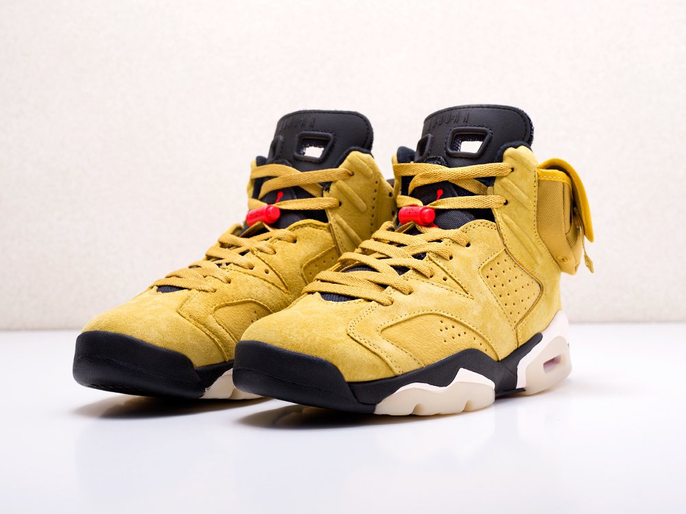 Nike Air Jordan 6 x Travis Scott Yellow Cactus Jack желтые мужские (AR13651) - фото 4