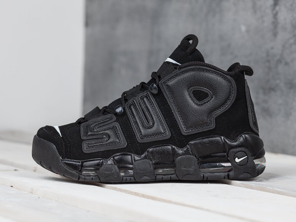 мужские кроссовки Nike Air More Uptempo x Supreme All Black