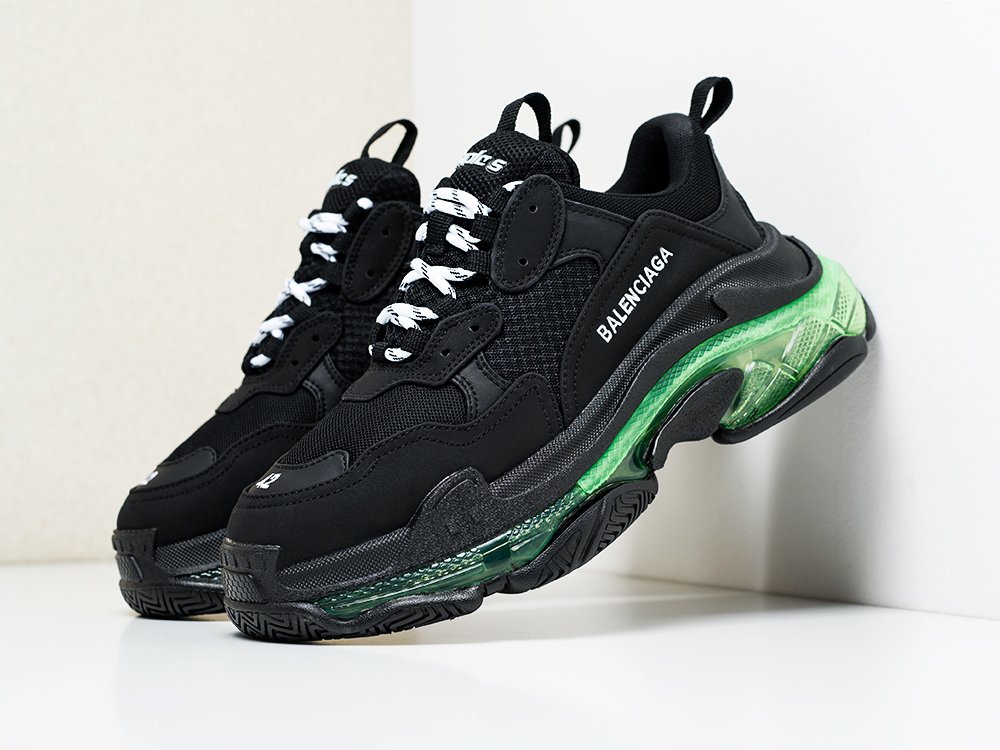 Get Balenciaga Triple S Black Green Sole Background
