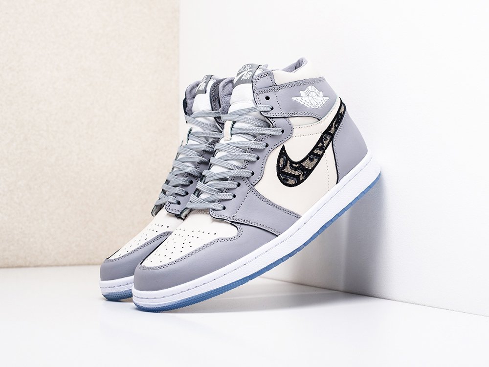 Nike Air Jordan 1 серые мужские (AR14582) - фото 2 Nike Air Jordan 1 серые мужские (AR14582) - фото 2