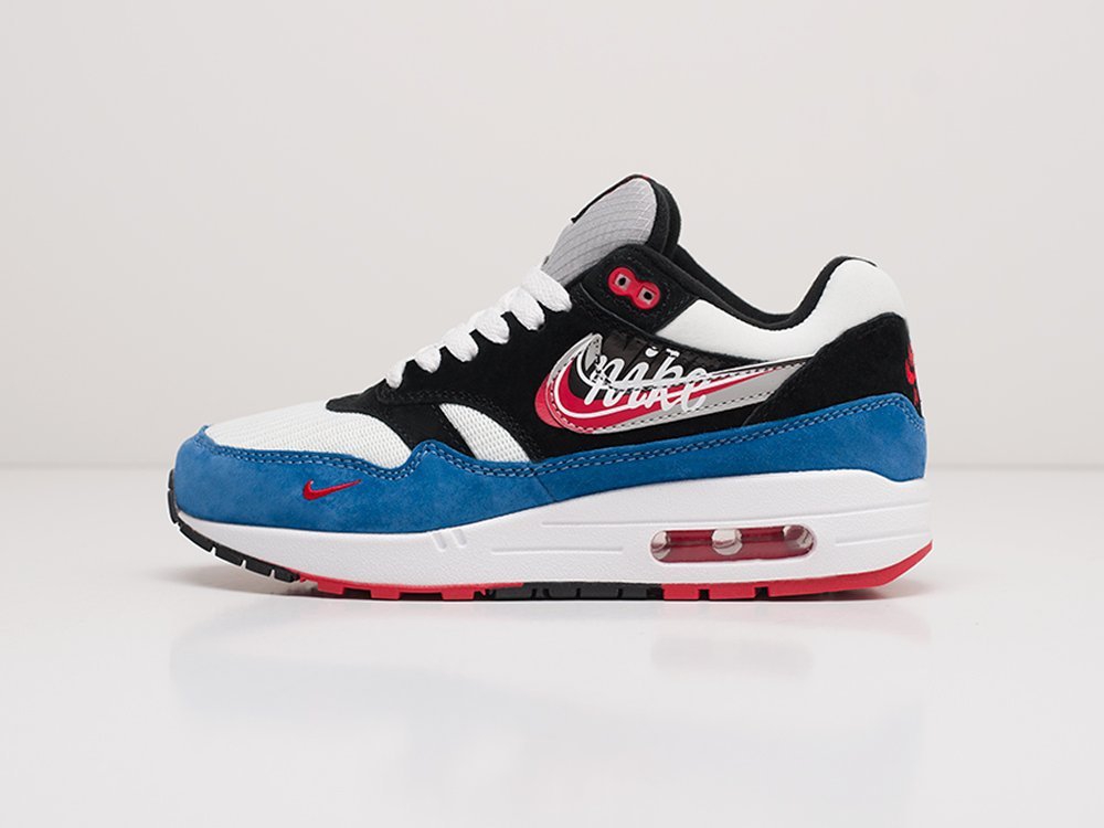 Nike Air Max 1 Evolution of the Swoosh Black / White / Blue-suede / Team Red - фото 1