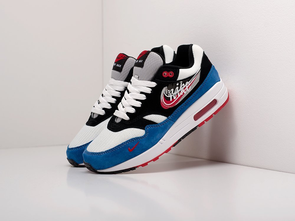 Nike Air Max 1 WMNS Evolution of the Swoosh Black / White / Blue-suede / Team Red - фото 2