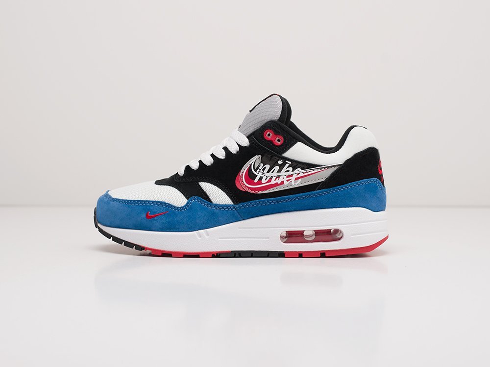 Nike Air Max 1 WMNS Evolution of the Swoosh Black / White / Blue-suede / Team Red - фото 1