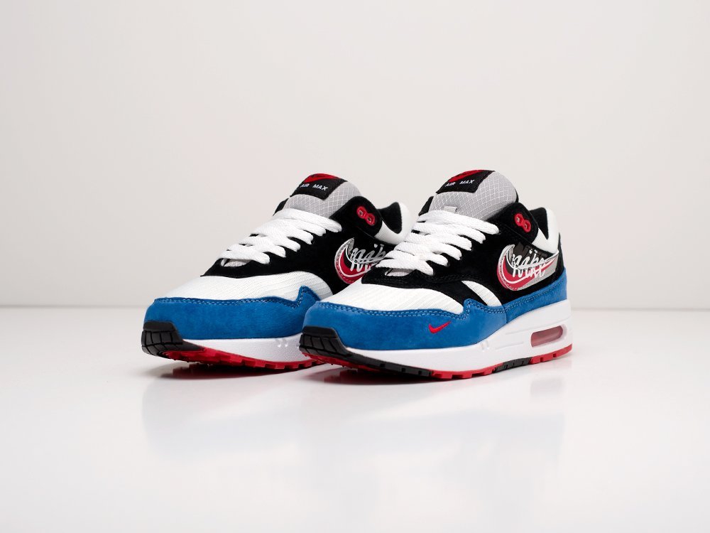 Nike Air Max 1 WMNS Evolution of the Swoosh Black / White / Blue-suede / Team Red - фото 6