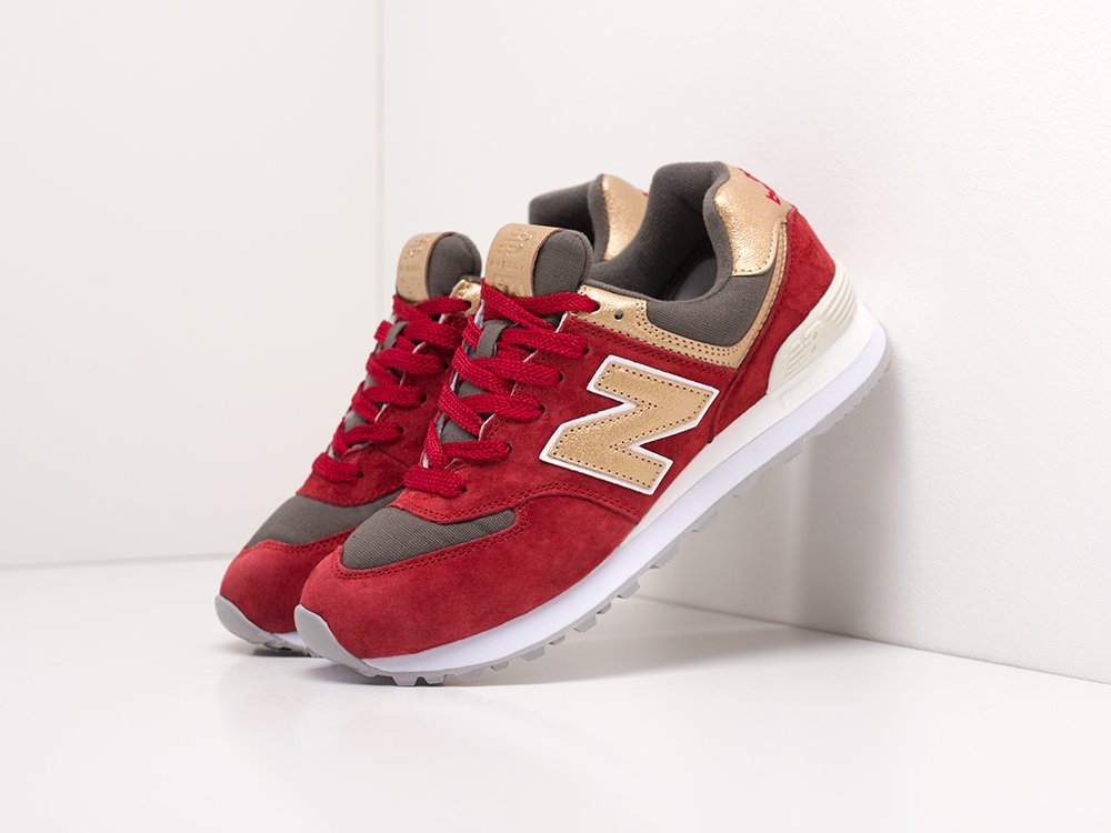 женские кроссовки New Balance 574 WMNS Bordeaux / Grey / Gold / White