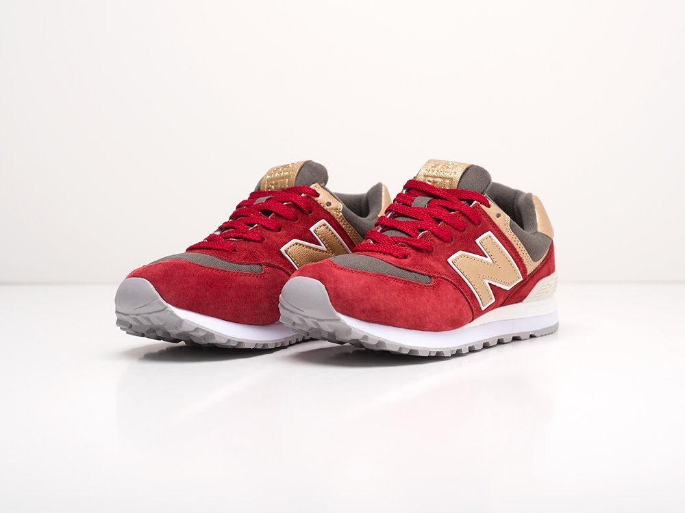 женские кроссовки New Balance 574 WMNS Bordeaux / Grey / Gold / White