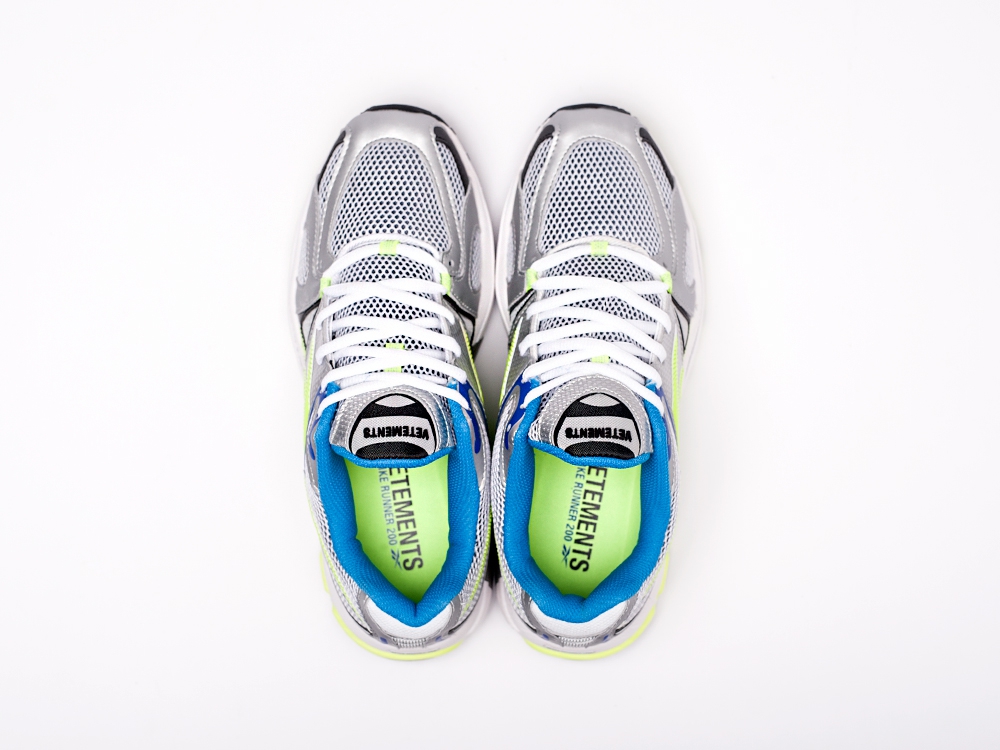 мужские кроссовки Reebok x Vetements Spike Runner 200 Silver / Neon-Green / White / Blue