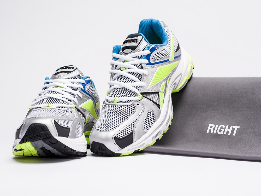 мужские кроссовки Reebok x Vetements Spike Runner 200 Silver / Neon-Green / White / Blue