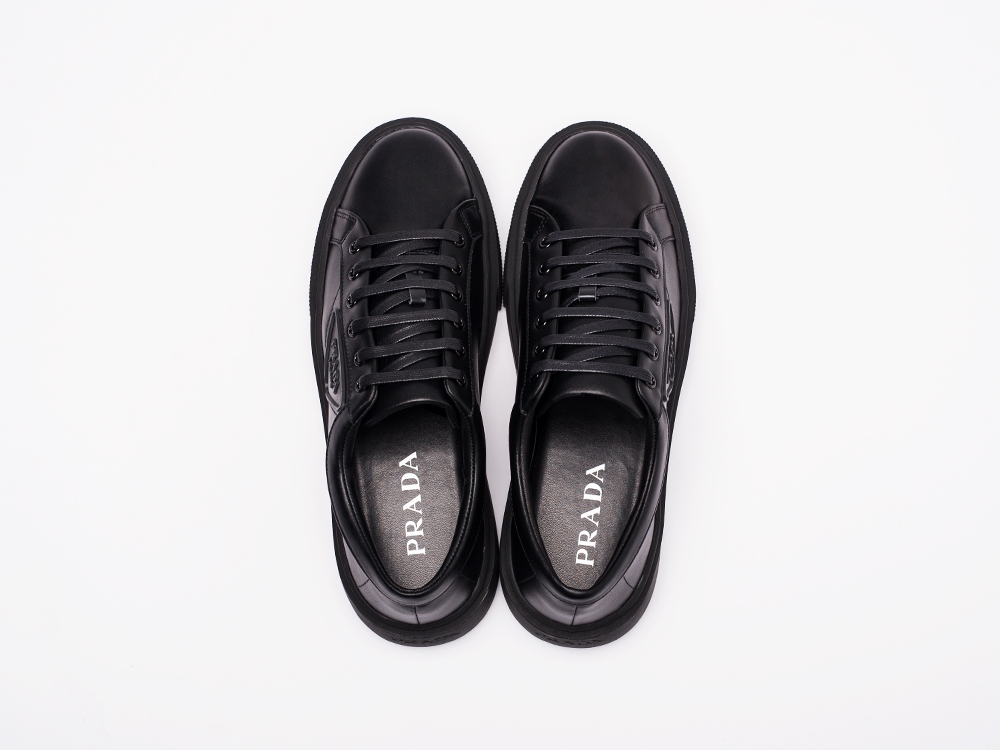 Prada Logo Patch Low-Top Sneakers черные мужские (AR16036) - фото 4
