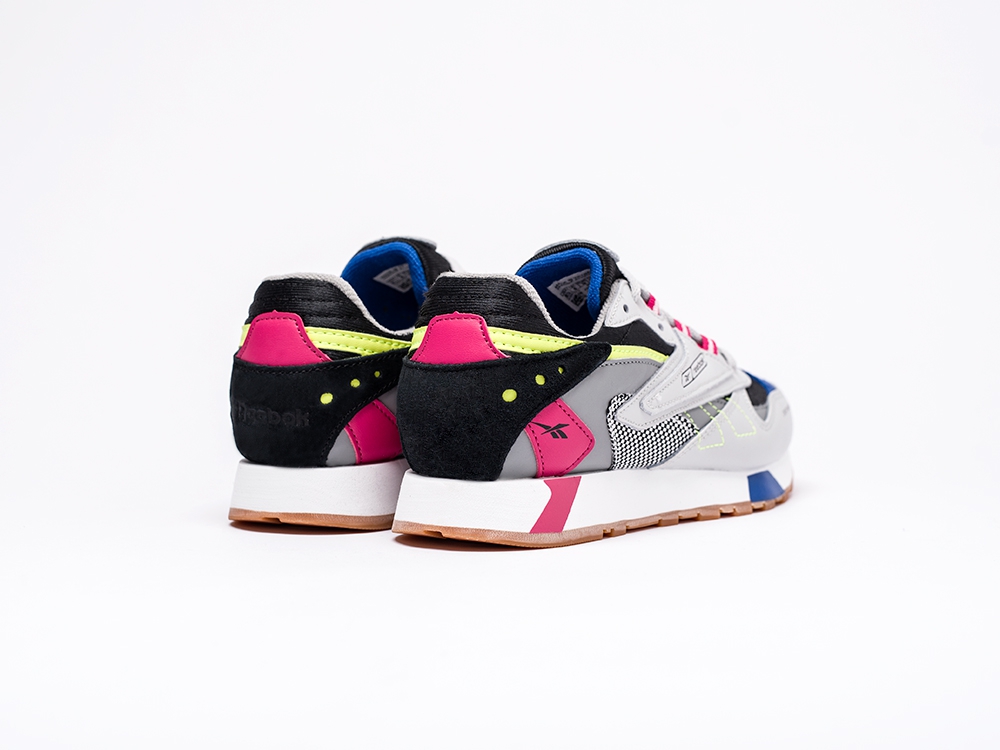 женские кроссовки Reebok Classic Leather ATI 90s WMNS Skull Grey / Black / Pink / Lime / Blue