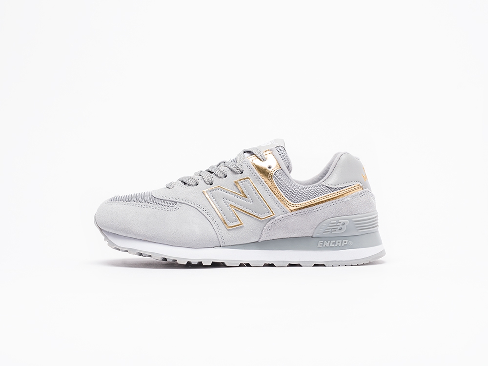 женские кроссовки New Balance 574 WMNS Grey / Gold / White