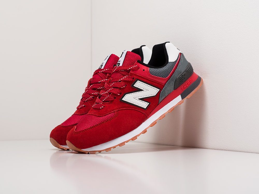 женские кроссовки New Balance 574 WMNS Red / Grey / White / Gum