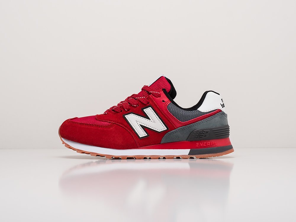 женские кроссовки New Balance 574 WMNS Red / Grey / White / Gum