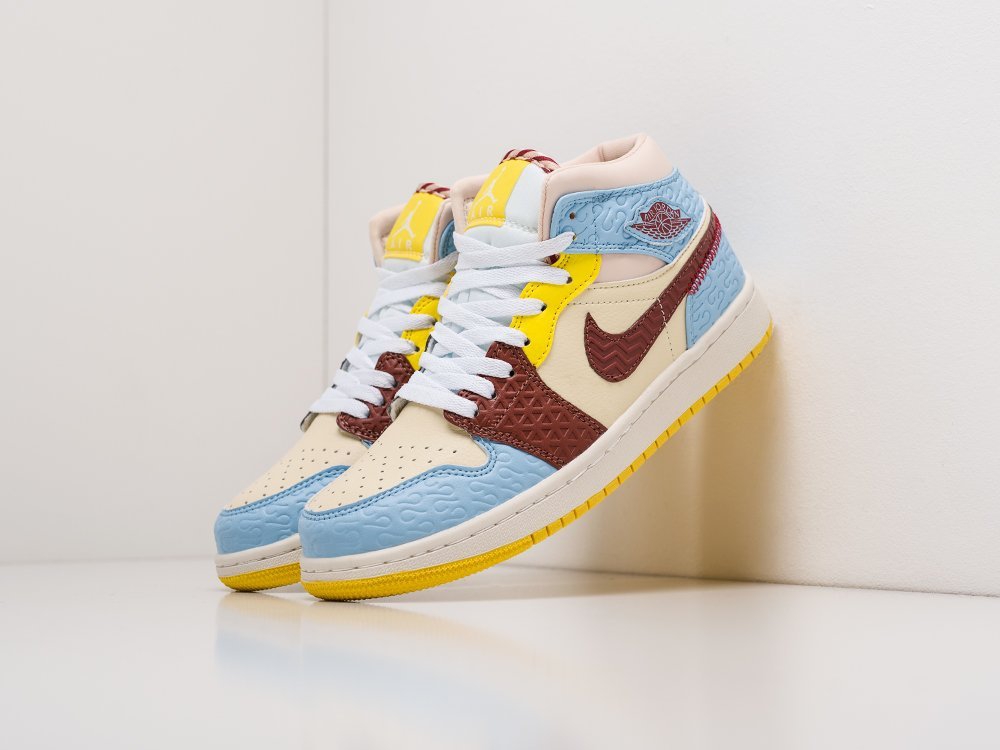 Nike Air Jordan 1 WMNS Mid Fearless Maison Chateau Rouge разноцветные женские (AR18593) - фото 2 Nike Air Jordan 1 WMNS Mid Fearless Maison Chateau Rouge разноцветные женские (AR18593) - фото 2