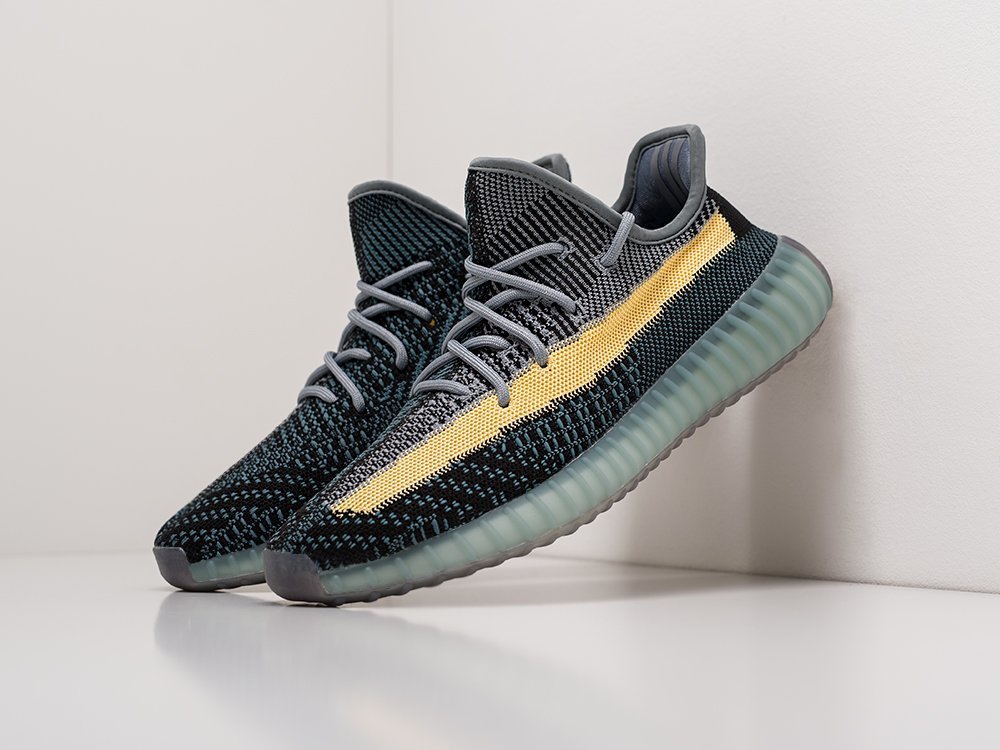 мужские кроссовки Adidas Yeezy 350 Boost v2 Black / Yellow / Ash Blue