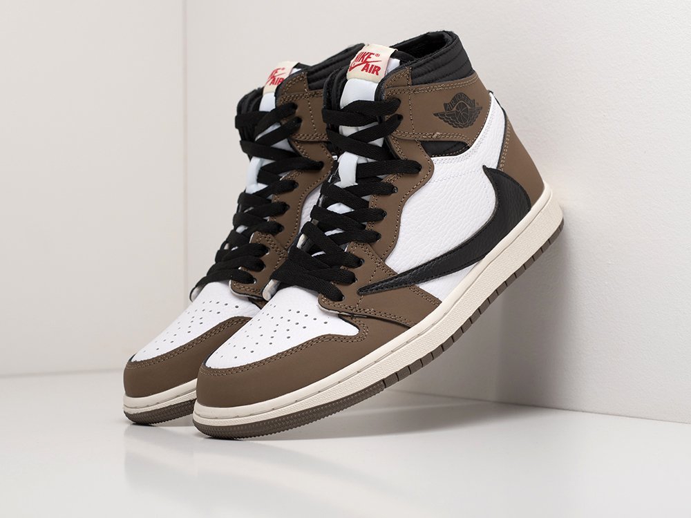 Nike Air Jordan 1 x Travis Scott Mocha коричневые кожа мужские (AR18815) - фото 1 Nike Air Jordan 1 x Travis Scott Mocha коричневые кожа мужские (AR18815) - фото 1