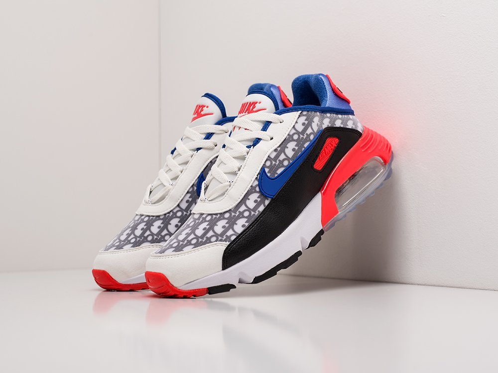женские кроссовки Nike x Dior Air Max 2090 EOI WMNS Summit White / Black / Bright Crimson / Racer Blue