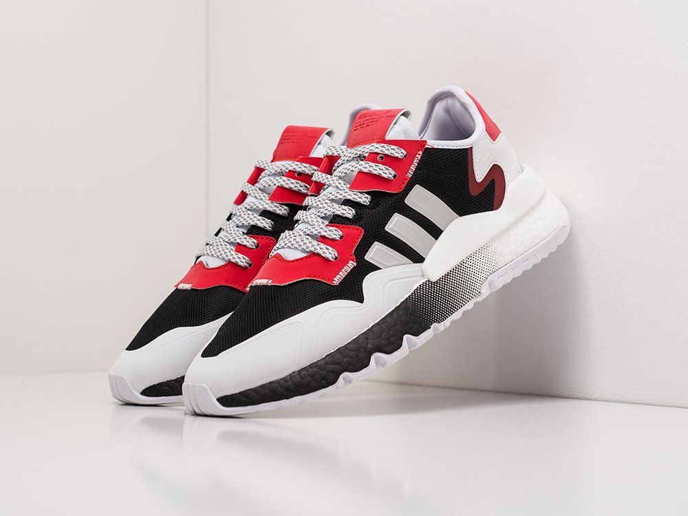 мужские кроссовки Adidas Nite Jogger Core Black / Silver Metal / White / Red