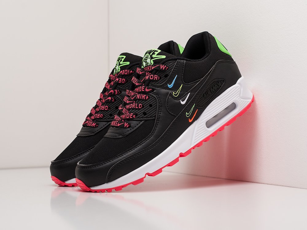 Nike Air Max 90 Worldwide Pack черные кожа мужские (AR19240) - фото 2