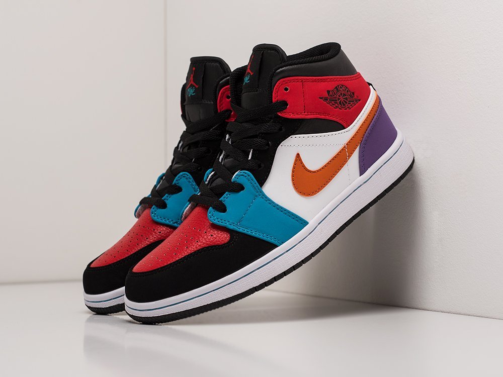 Nike Air Jordan 1 Mid Bred Multi-Color разноцветные кожа мужские (AR19247) - фото 2 Nike Air Jordan 1 Mid Bred Multi-Color разноцветные кожа мужские (AR19247) - фото 2