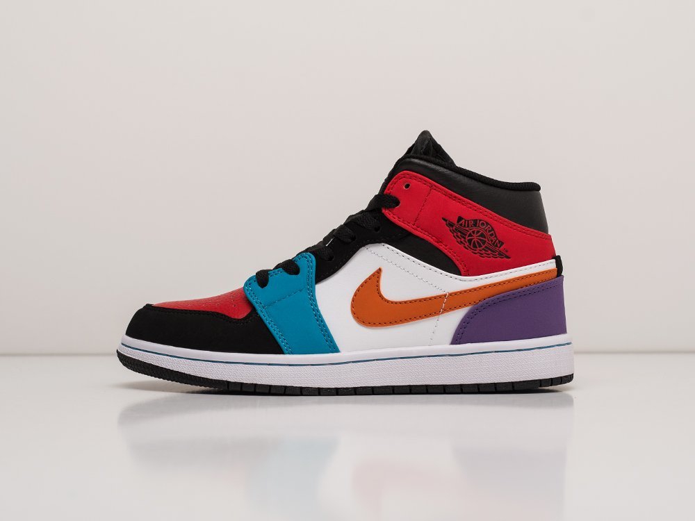 Nike Air Jordan 1 WMNS Mid Bred Multi Color White University Red Black Turbo Green