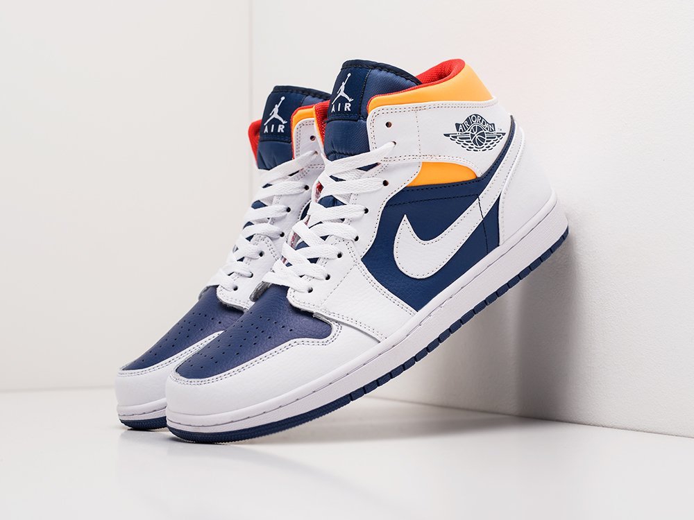 Nike Air Jordan 1 Mid белые кожа мужские (AR19275) - фото 2 Nike Air Jordan 1 Mid белые кожа мужские (AR19275) - фото 2