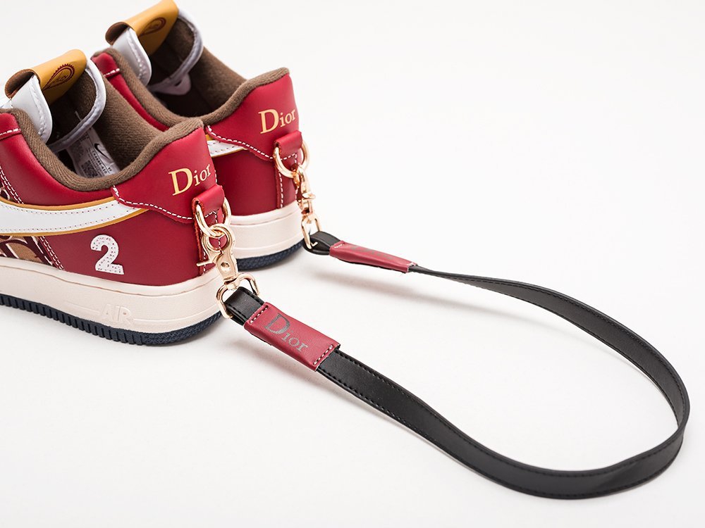 Nike x Dior Air Jordan 1 Low WMNS бордовые кожа женские (AR19563) - фото 3