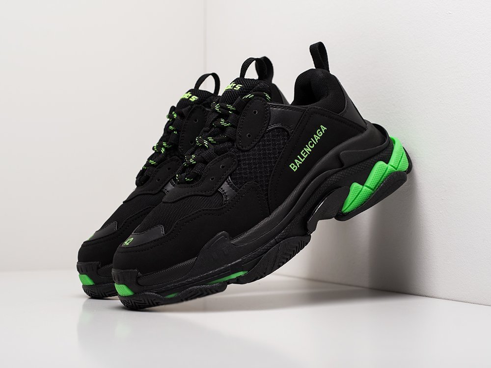 Мужские кроссовки Balenciaga Triple S Black / Black / Neon Green (40-45 размер) фото 2