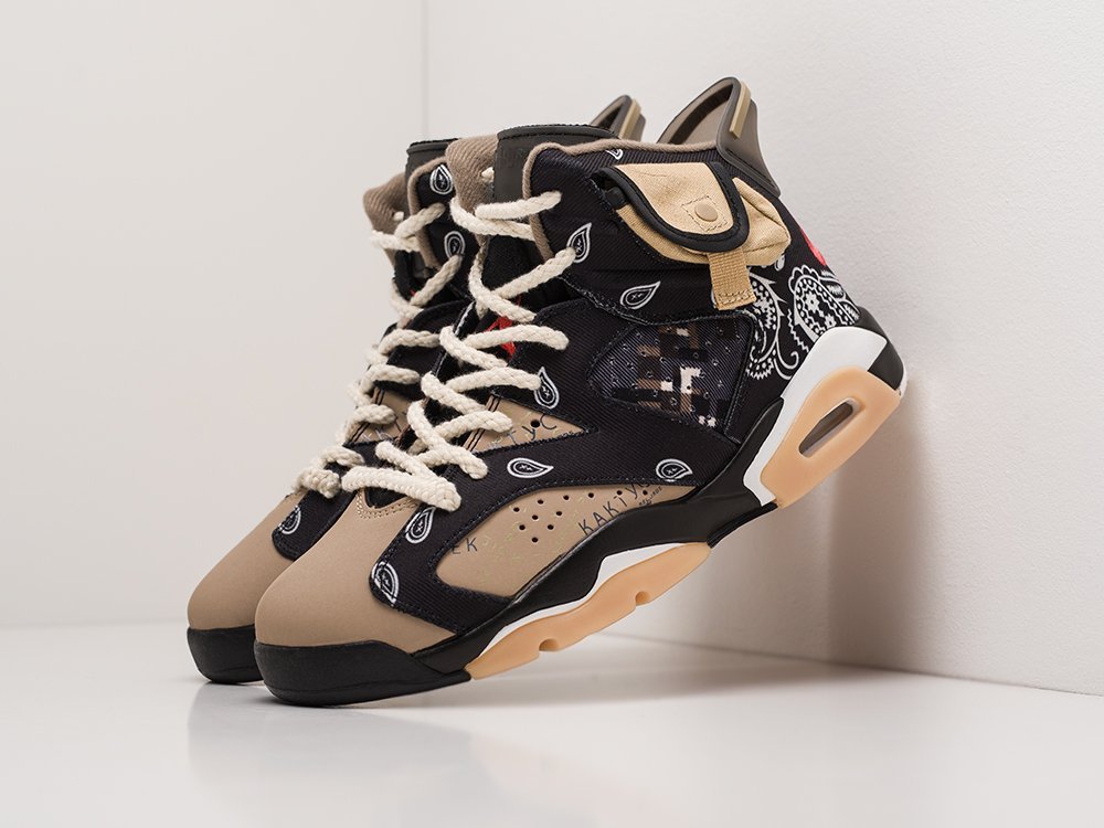 Nike x Travis Scott Air Jordan 6 коричневые текстиль мужские (AR19948) - фото 2 Nike x Travis Scott Air Jordan 6 коричневые текстиль мужские (AR19948) - фото 2