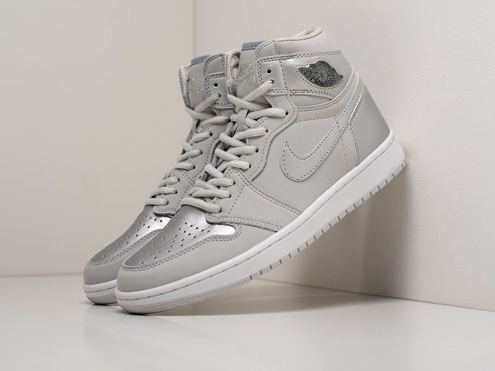 Nike Air Jordan 1 серые кожа мужские (AR19958) - фото 2 Nike Air Jordan 1 серые кожа мужские (AR19958) - фото 2