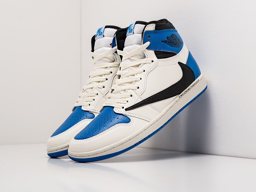 Nike x Travis Scott x Fragment x Air Jordan 1 белые кожа мужские (AR20073) - фото 2 Nike x Travis Scott x Fragment x Air Jordan 1 белые кожа мужские (AR20073) - фото 2