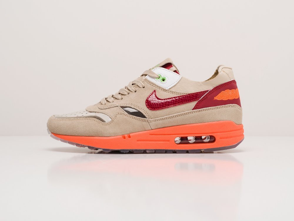 Nike x CLOT x Air Max 1 Kiss of Death коричневые замша мужские (AR20294) - фото 1