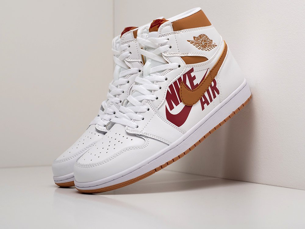 Nike Air Jordan 1 белые кожа мужские (AR20401) - фото 2 Nike Air Jordan 1 белые кожа мужские (AR20401) - фото 2