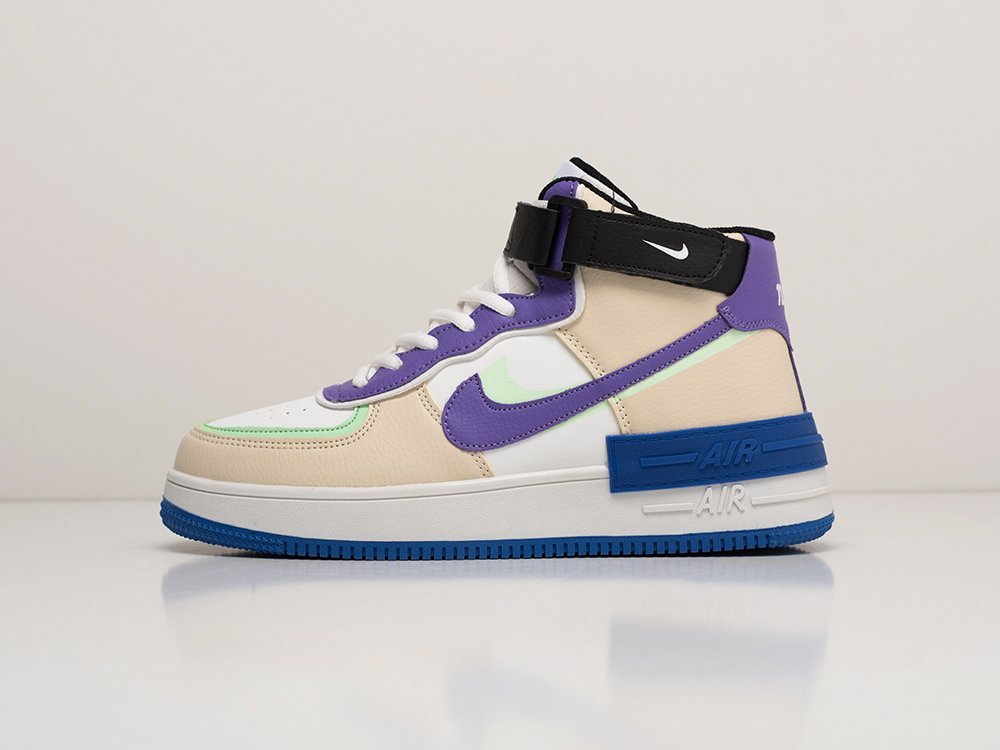 женские кроссовки Nike Air Force 1 Shadow High WMNS Beige / White / Blue