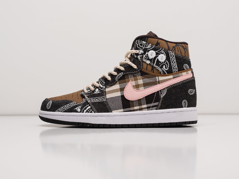 женские кроссовки Nike Air Jordan 1 x Travis Scott WMNS Brown / Black