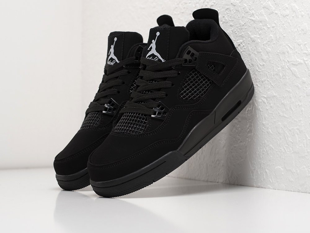 Nike Air Jordan 4 Retro черные кожа женские (AR20898) - фото 2