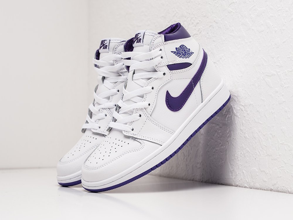 Nike Jordan 1 Retro High WMNS Court Purple белые кожа женские (AR21350) - фото 2