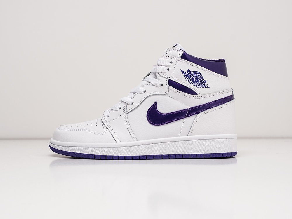 Nike Jordan 1 Retro High WMNS Court Purple белые кожа женские (AR21350) - фото 1