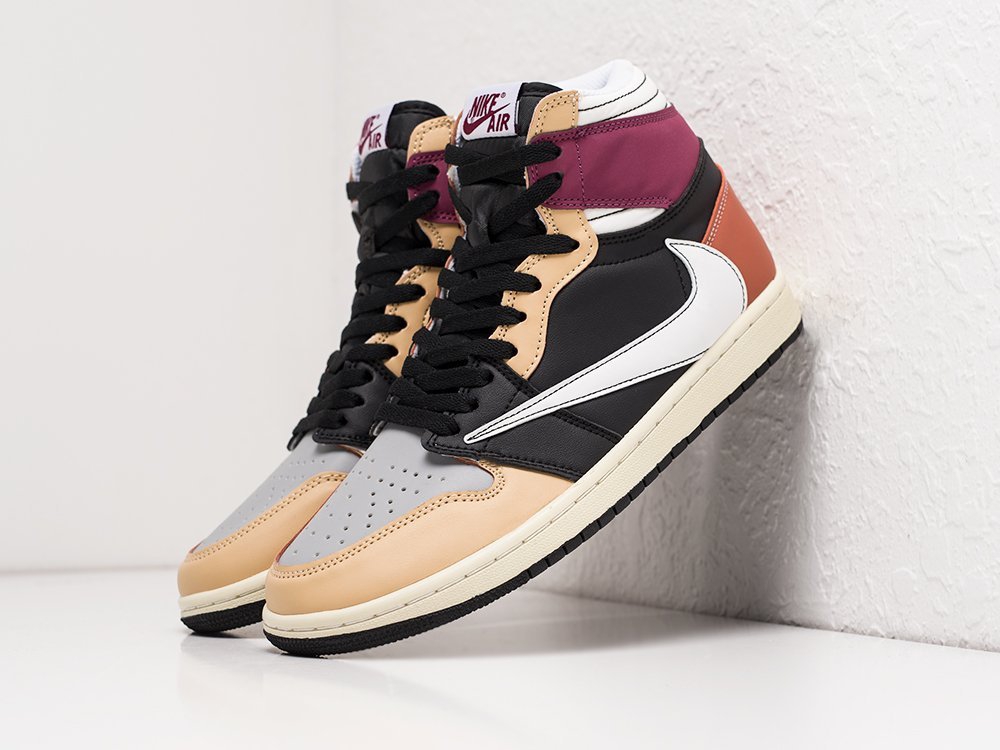 Nike Air Jordan 1 x Travis Scott разноцветные кожа мужские (AR21421) - фото 2 Nike Air Jordan 1 x Travis Scott разноцветные кожа мужские (AR21421) - фото 2